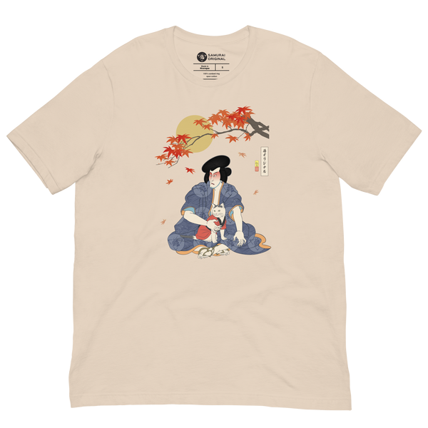 Samurai & Cat Japanese Ukiyo-e Unisex T-shirt 2