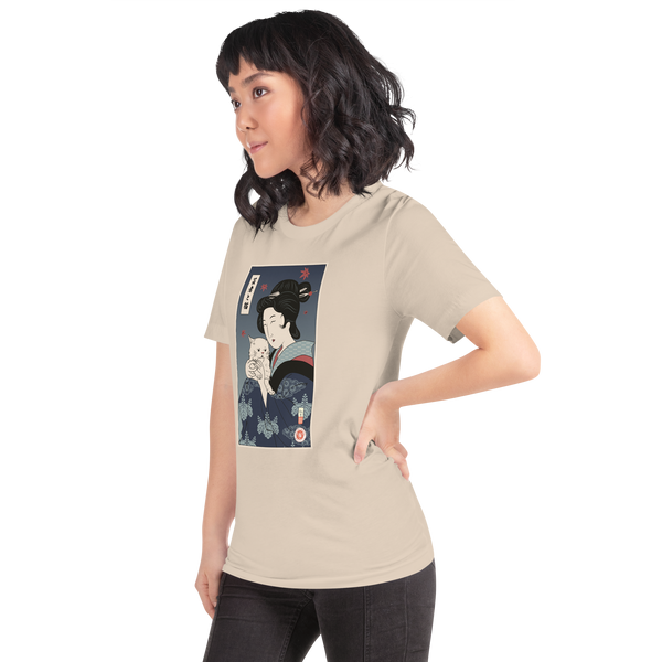 Geisha & Cat Funny Japanese Ukiyo-e Unisex T-Shirt - Samurai Original