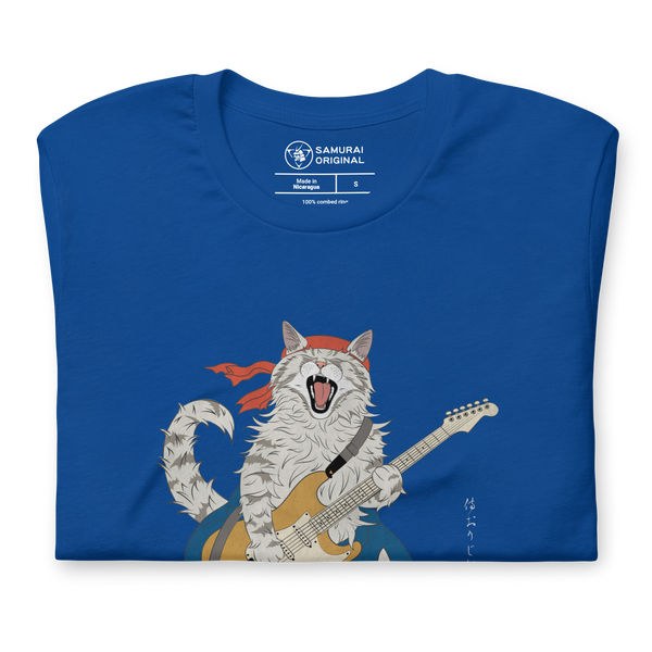 Cat Playing Guitar Japanese Ukiyo-e Unisex t-shirt