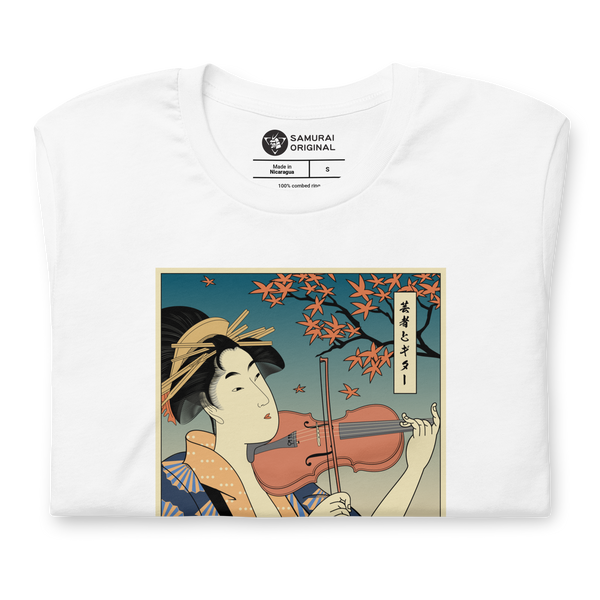 Geisha Violin Music Japanese Ukiyo-e Unisex T-Shirt - Samurai Original