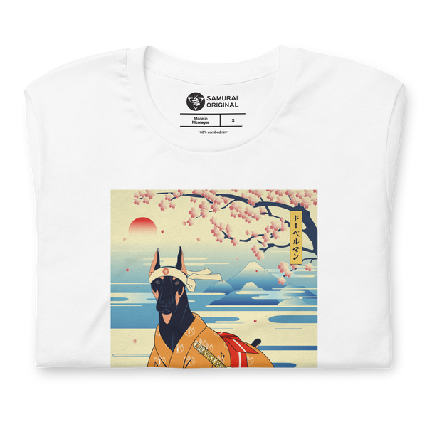Dog Doberman Pinscher Japanese Ukiyo-e Unisex T-Shirt - Samurai Original
