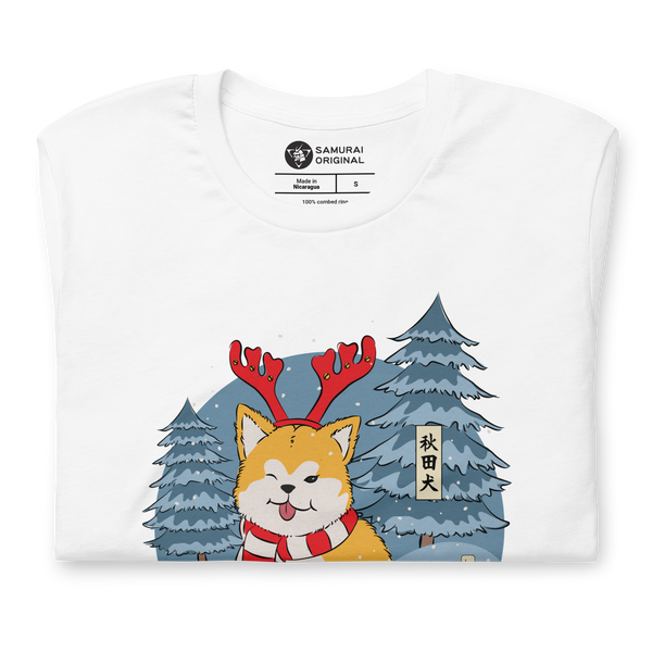Dog Akita Funny Christmas Japanese Ukiyo-e Unisex T-Shirt - Samurai Original