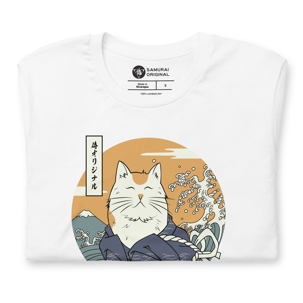 Cat Samurai Funny Japanese Ukiyo-e Unisex T-Shirt - Samurai Original