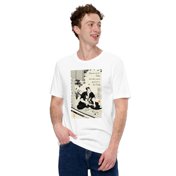 Samurai and Cat Japanese Ukiyo-e Unisex T-shirt 3
