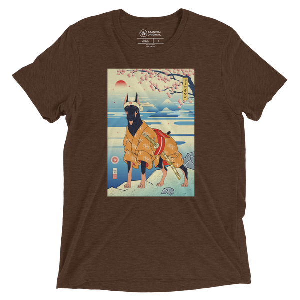 Dog Doberman Pinscher Japanese Ukiyo-e Unisex Tri-Blend T-Shirt - Samurai Original