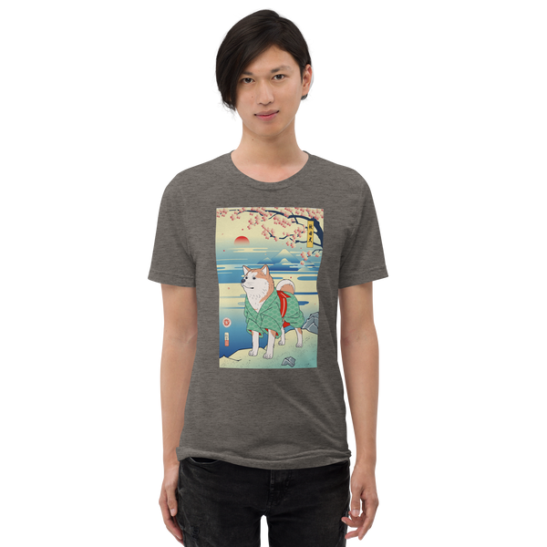 Dog Akita Funny Japanese Ukiyo-e Unisex Tri-Blend T-shirt - Samurai Original