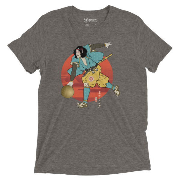 Samurai Play Bowling Ukiyo-e Unisex Tri-Blend T-shirt