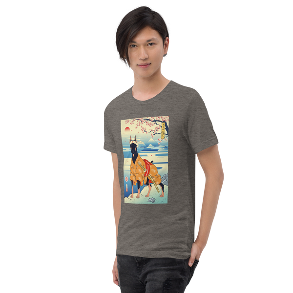 Dog Doberman Pinscher Japanese Ukiyo-e Unisex Tri-Blend T-Shirt - Samurai Original