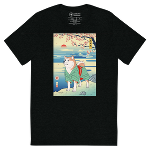 Dog Akita Funny Japanese Ukiyo-e Unisex Tri-Blend T-shirt - Samurai Original