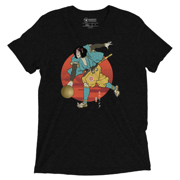 Samurai Play Bowling Ukiyo-e Unisex Tri-Blend T-shirt