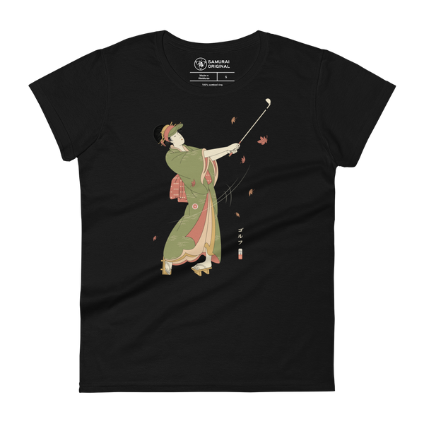 Geisha Golf Player Japanese Ukiyo-e Women's short sleeve T-shirt - Samurai Original