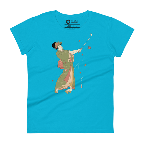 Geisha Golf Player Japanese Ukiyo-e Women's short sleeve T-shirt - Samurai Original