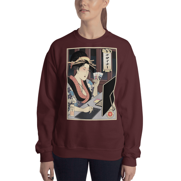 Geisha Design Japanese Ukiyo-e Unisex Sweatshirt - Samurai Original