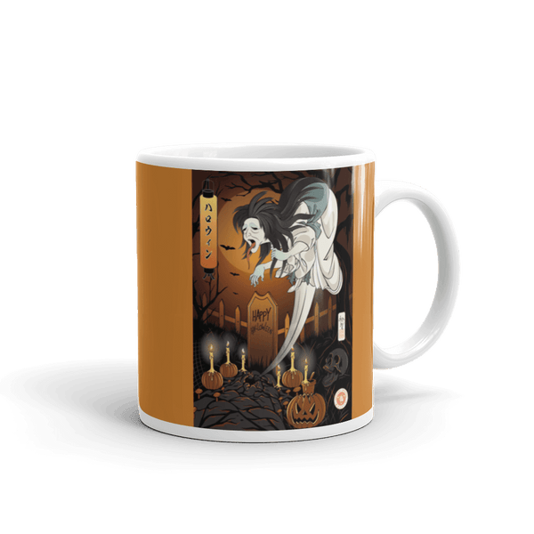 Halloween Horror Ghost Japanese Ukiyo-e White Glossy Mug - Samurai Original