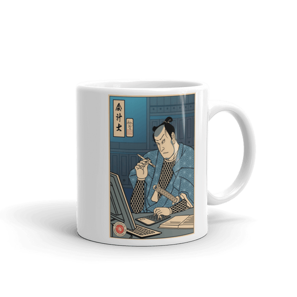 Samurai Accountant Ukiyo-e White Glossy Mug Samurai Original