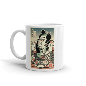Samurai Ramen Noodles Japan's Food Ukiyo-e White Glossy Mug Samurai Original