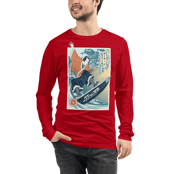 Samurai Surfing Water Sport Ukiyo-e Unisex Long Sleeve Tee Samurai Original