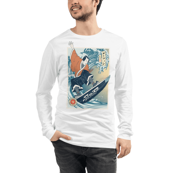 Samurai Surfing Water Sport Ukiyo-e Unisex Long Sleeve Tee Samurai Original