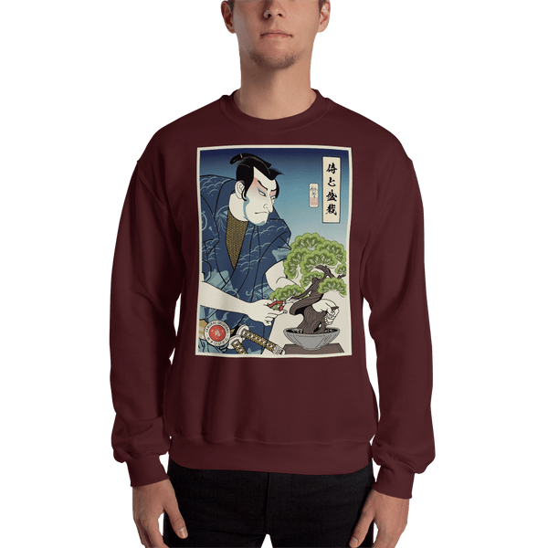 Samurai and Bonsai Tree Ukiyo-e Unisex Sweatshirt Samurai Original