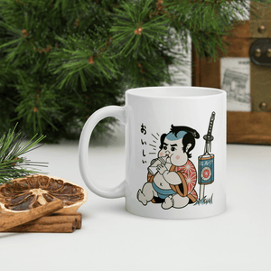 Sumo Baby Funny Ukiyo-e White Glossy Mug Samurai Original