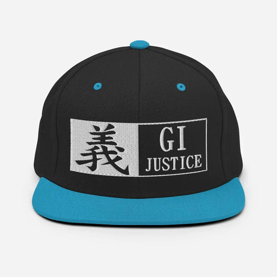 Justice-Gi Seven Virtues Of Bushido Japanese Kanji Snapback Hat - Black/ Teal