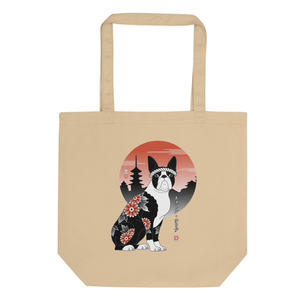 Samurai Boston Terrier Ukiyo-e Eco Tote Bag
