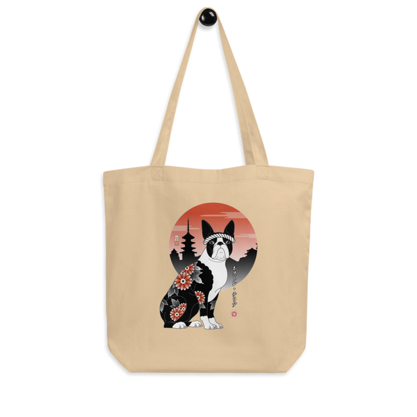 Samurai Boston Terrier Ukiyo-e Eco Tote Bag