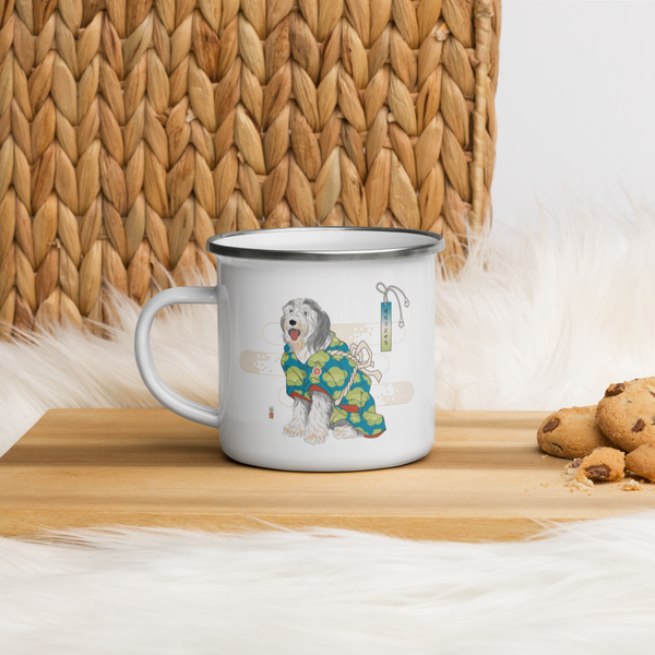 Sheepdog Ukiyo-e Enamel Mug