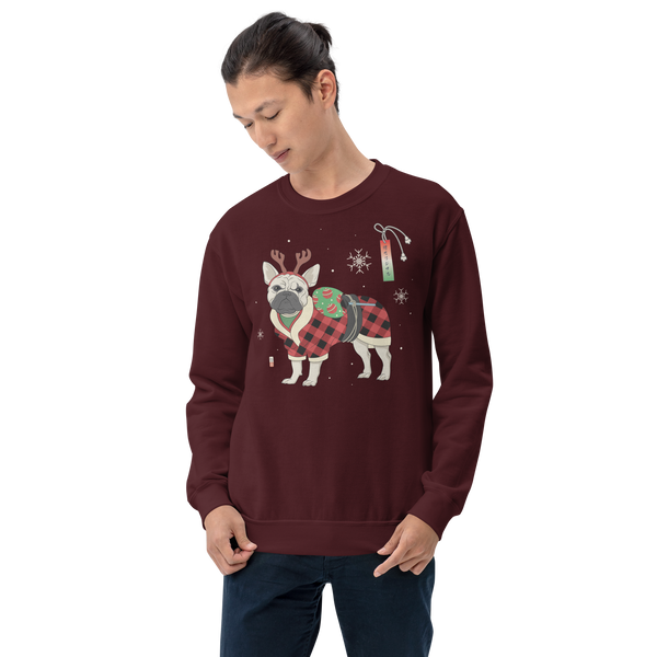 French Bulldog Funny Christmas Japanese Ukiyo-e Unisex Sweatshirt - Samurai Original