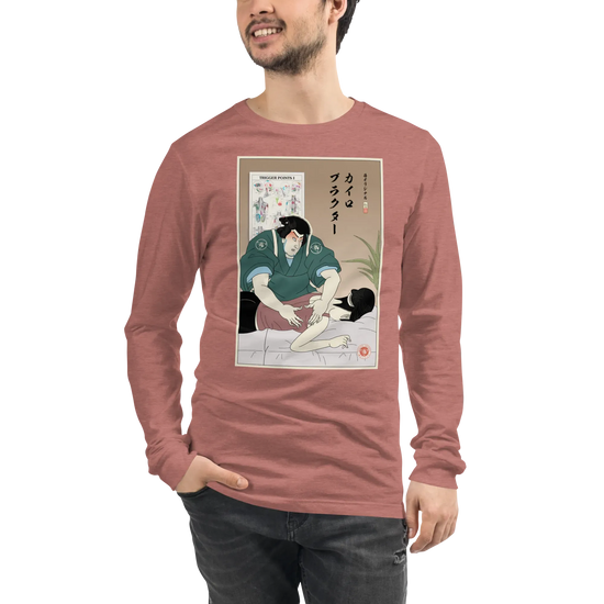 Chiropractor Japanese Ukiyo-e Unisex Long Sleeve Tee - Heather Mauve / S