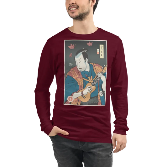 Samurai Ukulele String Instrument Ukiyo-e Unisex Long Sleeve Tee