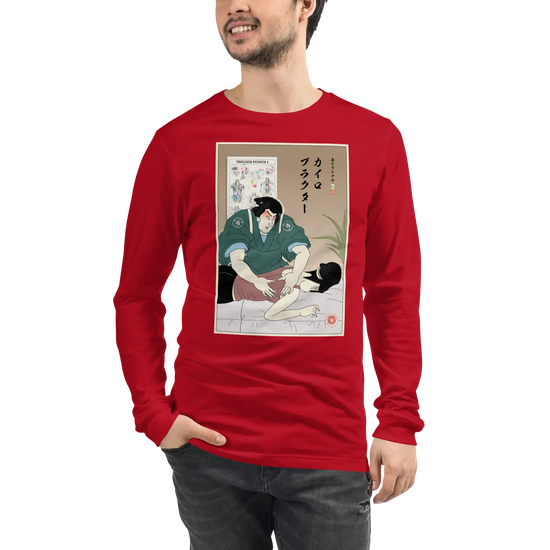 Chiropractor Japanese Ukiyo-e Unisex Long Sleeve Tee - Red / S