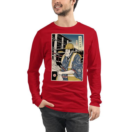 Samurai Construction Engineer Ukiyo-e Unisex Long Sleeve Tee - Samurai Original