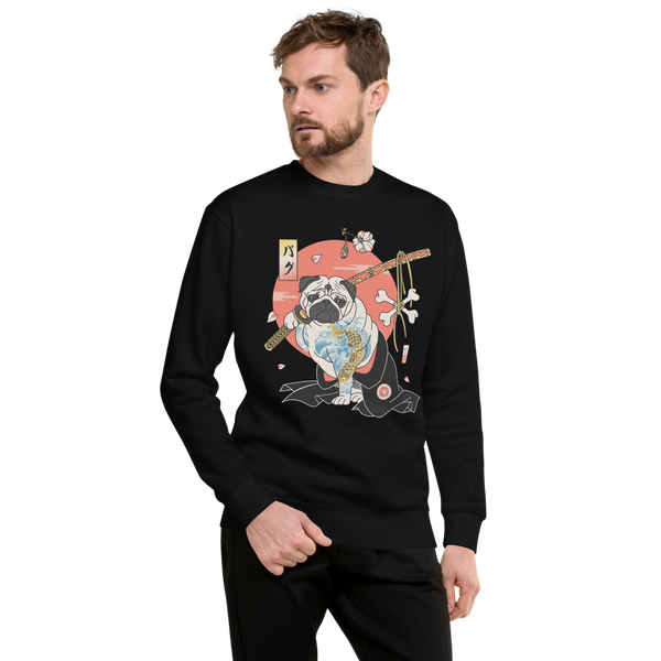 Samurai Pug Dog Ukiyo-e Unisex Premium Sweatshirt