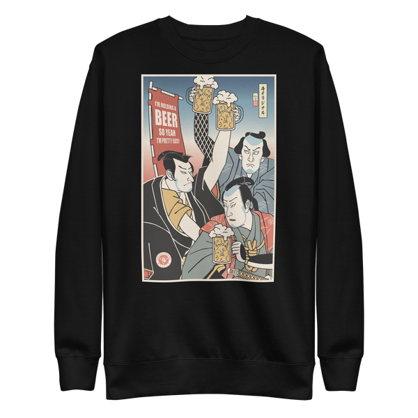 Samurai Drink Beer Ukiyo-e Funny Unisex Premium Sweatshirt