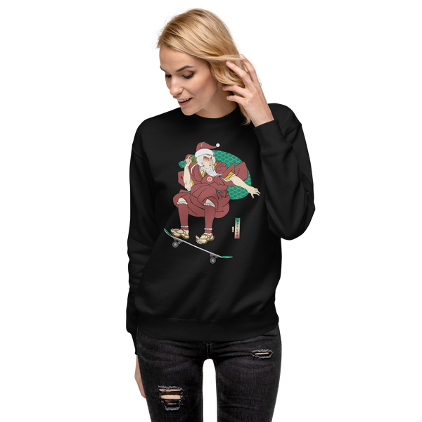 Santa Claus Skateboard Merry Christmas Unisex Premium Sweatshirt