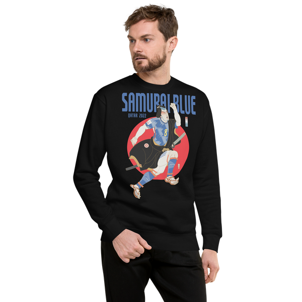 Samurai Blue Ukiyo-e Football Unisex Premium Sweatshirt