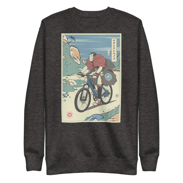 Samurai Mountain Bike Ukiyo-e Unisex Premium Sweatshirt