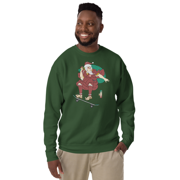 Santa Claus Skateboard Merry Christmas Unisex Premium Sweatshirt