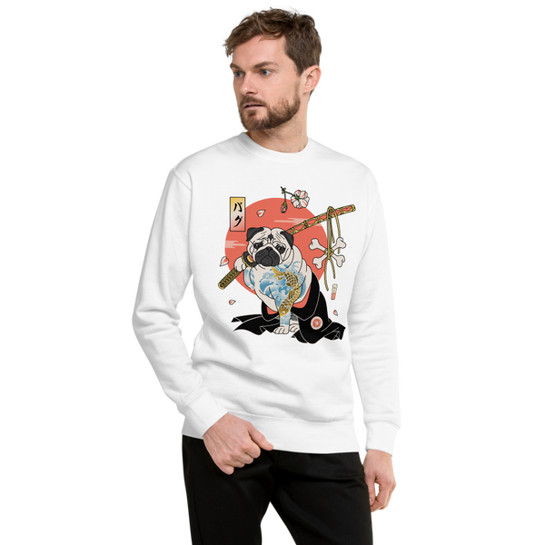Samurai Pug Dog Ukiyo-e Unisex Premium Sweatshirt