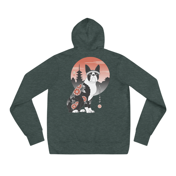 Samurai Boston Terrier Ukiyo-e Unisex Hoodie