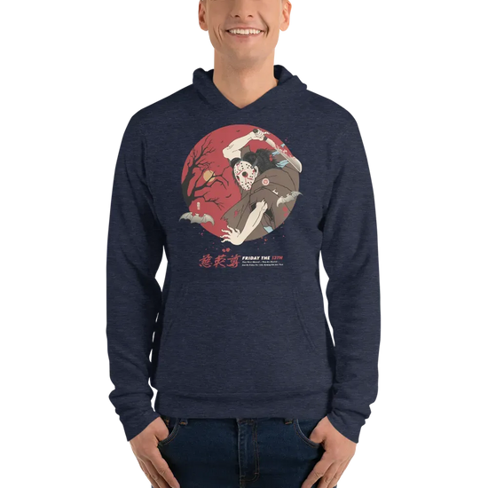 Halloween Samurai Jason Voorhees Japanese Ukiyo-e Unisex Hoodie - Heather Navy / S