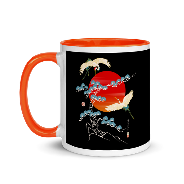 Crane Bird Japanese Ukiyo-e Mug With Color Inside - Samurai Original