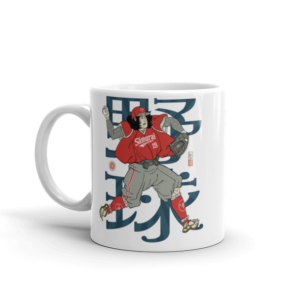 Samurai Baseball Player 3 Sport Ukiyo-e White Glossy Mug