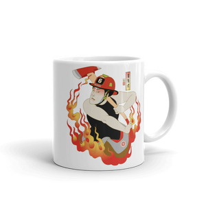 Samurai Firefighter Fireman Ukiyo-e White Glossy Mug - Samurai Original