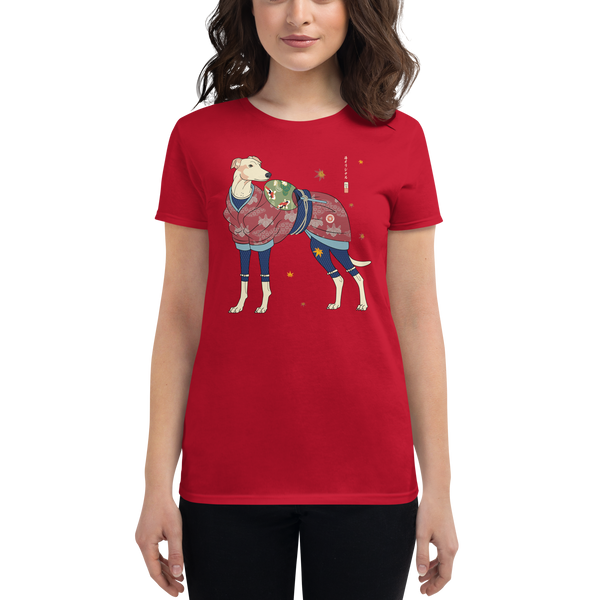 Greyhound Dog Funny Japanese Ukiyo-e Women's Short Sleeve T-shirt - Samurai Original